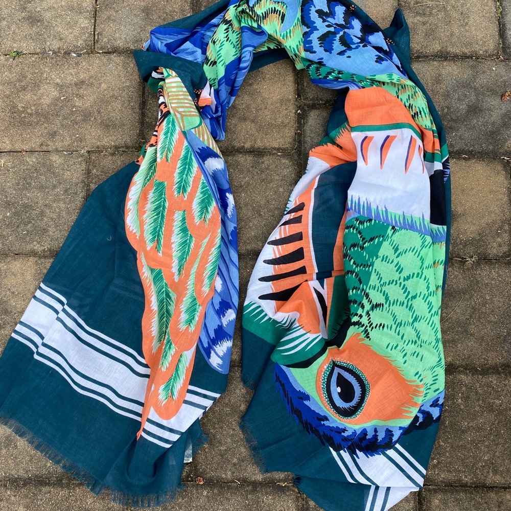 NWT Inoui Editions Cotton Toucan Scarf/Pareo in Emerald - Picture 5 of 7